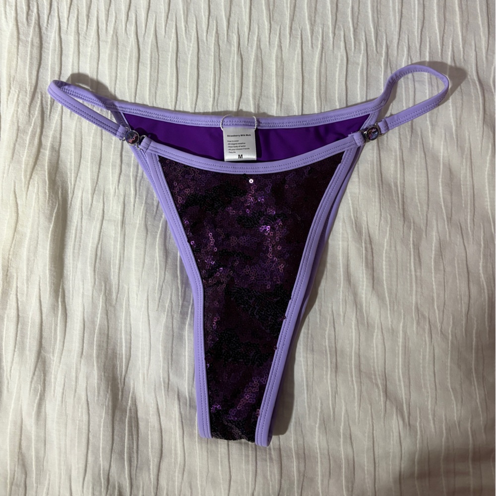 Strawberry Milk Mob Purple Sequin Bikini Bottom